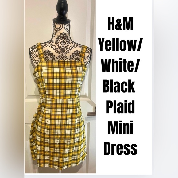 H&M Dresses & Skirts - H&M Yellow and Black Plaid Mini Dress